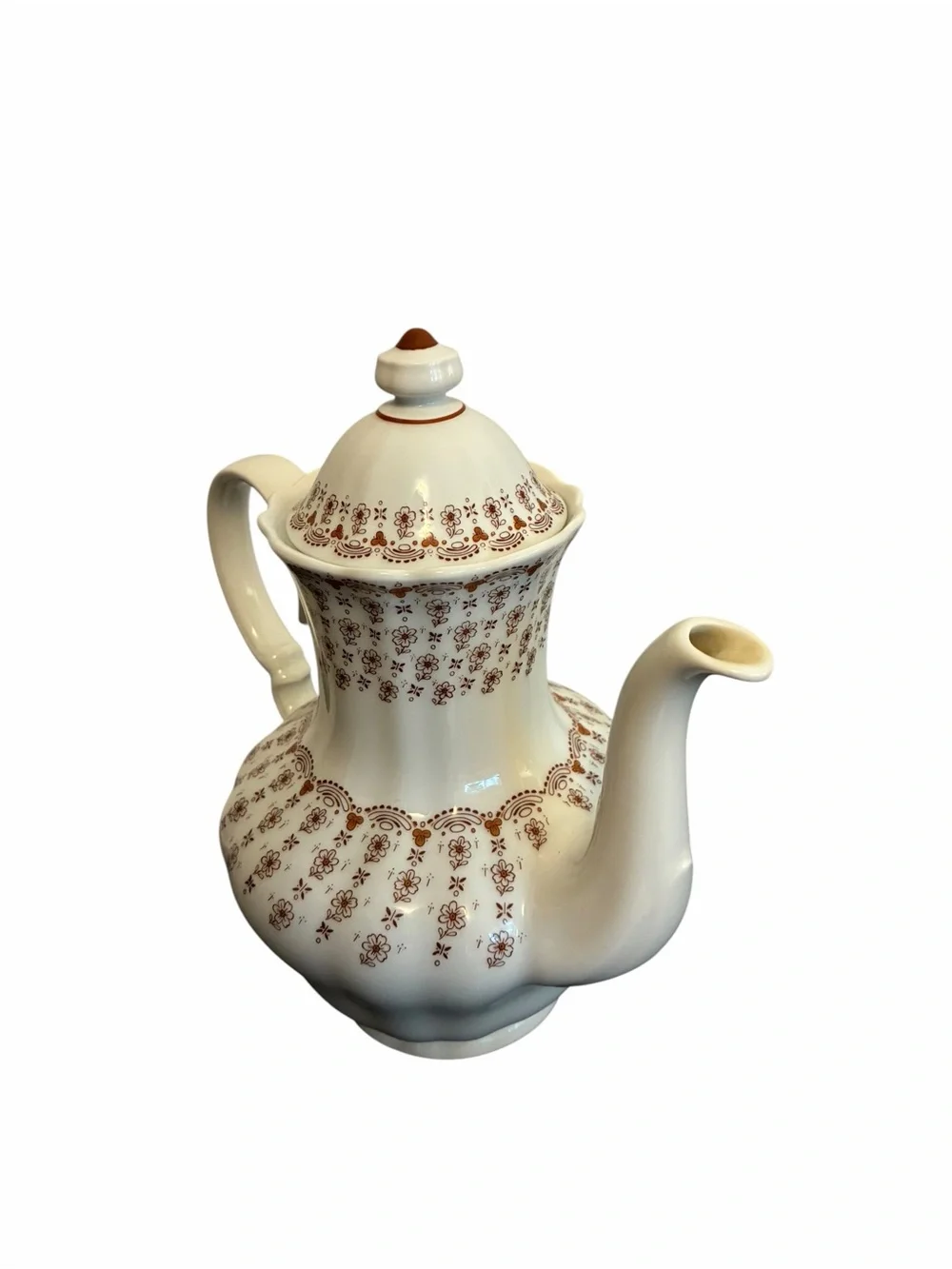 Winterling Marktleuthen Bavaria Porcelain Coffee Pot Brown Floral White Germany
